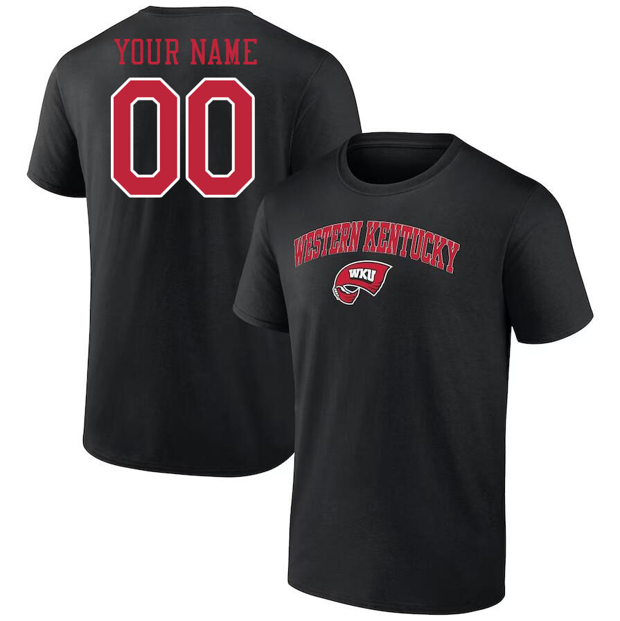 Custom Western Kentucky Hilltoppers Name And Number Tshirts-Black Custom Western Kentucky Hilltoppers Name And Number Tshirts-Black